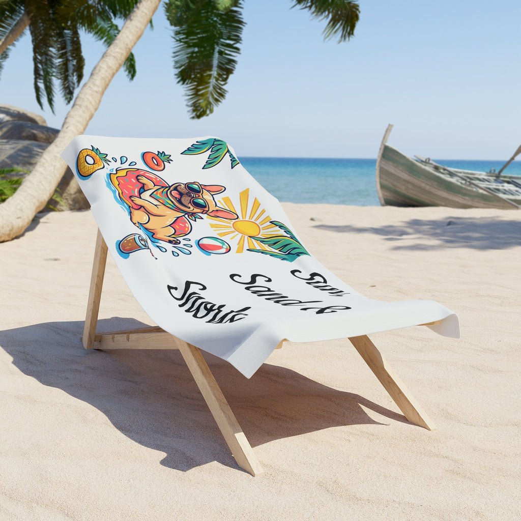 Sun, Sand & Snorts Frenchie Beach Towel