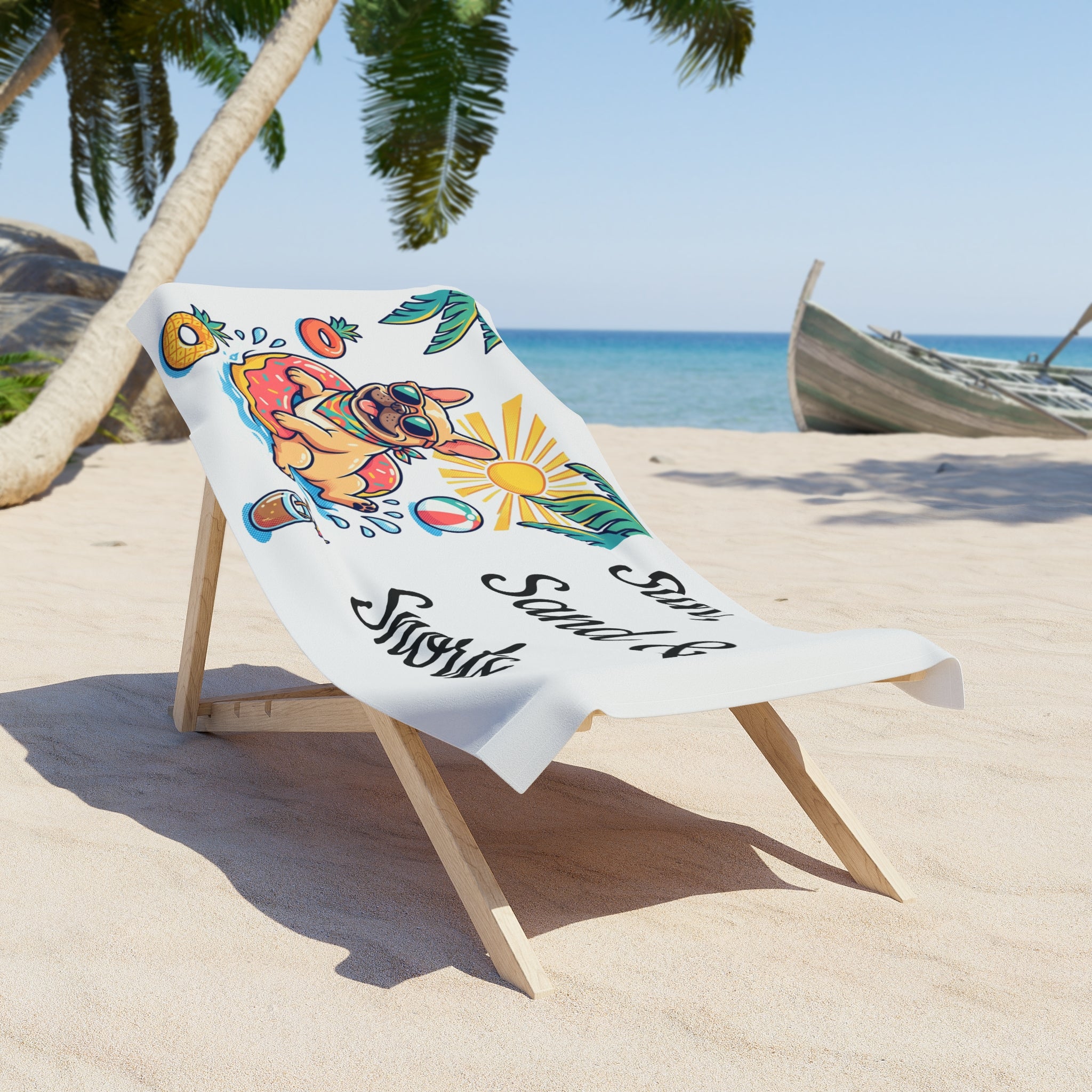 Sun, Sand & Snorts Frenchie Beach Towel